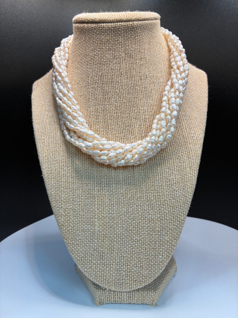 Vintage 14K Gold Freshwater Rice Pearl 10 Strand Necklace